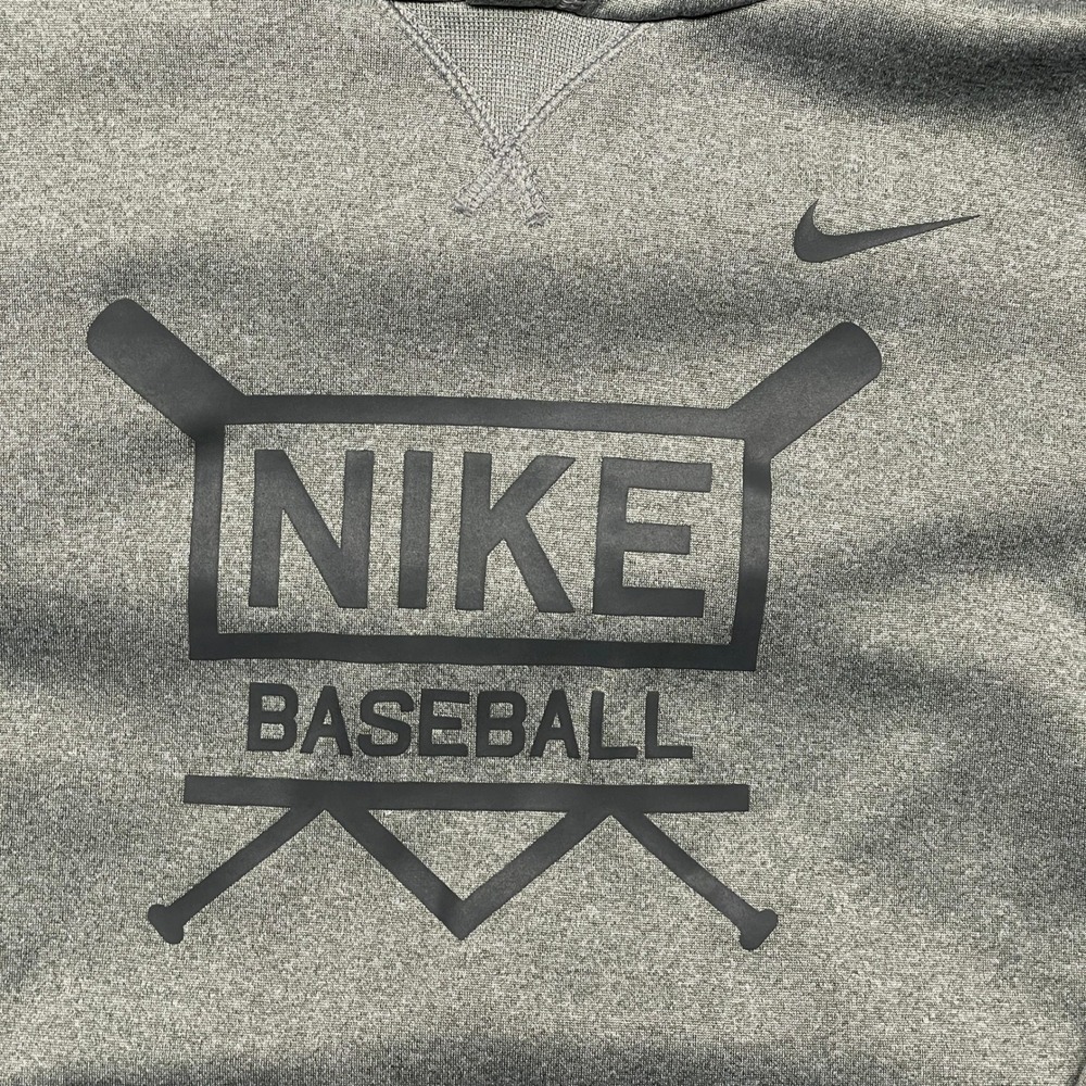 Nike Baseball Hoodie Boys Medium Gray Dri-FIT Pullover Sweatshirt Graphic - Picture 4 of 9